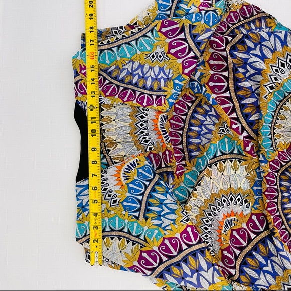 NICOLE MILLER top vibrant blouse belted Flowy boho sleeveless MULTI feminine XS - Picture 6 of 10